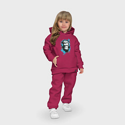 Детский костюм оверсайз Обезьяна меломан в наушниках, цвет: маджента — фото 2