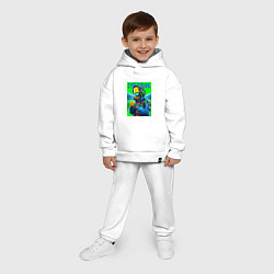 Детский костюм оверсайз Cyber Bart Simpson - ai art fantasy, цвет: белый — фото 2