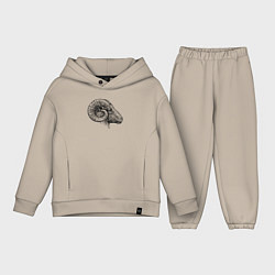 Детский костюм оверсайз Профиль барана, цвет: миндальный