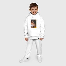Детский костюм оверсайз Ван Пис Луффи Монки Д пиксельный, цвет: белый — фото 2
