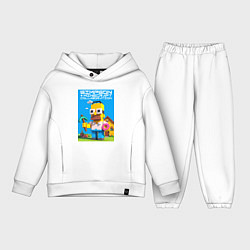 Детский костюм оверсайз Homer Simpson and Minecraft - collaboration ai art, цвет: белый