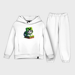 Детский костюм оверсайз Kitten creeper collaboration - ai art, цвет: белый