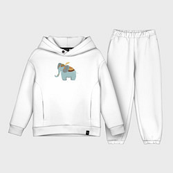 Детский костюм оверсайз Cute elephant, цвет: белый