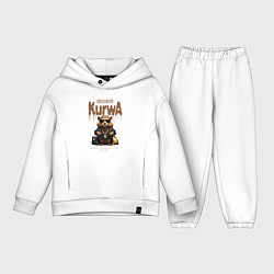 Детский костюм оверсайз Бобер курва в очках в деньгах и золоте, цвет: белый