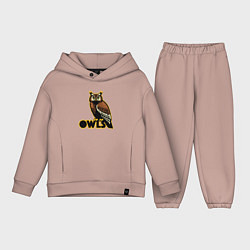 Детский костюм оверсайз Owls, цвет: пыльно-розовый