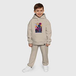 Детский костюм оверсайз Ковбой Бибоп Спайк Шпигель Красный дракон, цвет: миндальный — фото 2