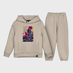 Детский костюм оверсайз Ковбой Бибоп Спайк Шпигель Красный дракон, цвет: миндальный