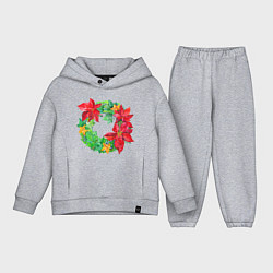 Детский костюм оверсайз Новогодний венок из плюща и пуансеттии, цвет: меланж