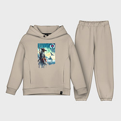 Детский костюм оверсайз Японский самурай - призрак Цусимы, цвет: миндальный