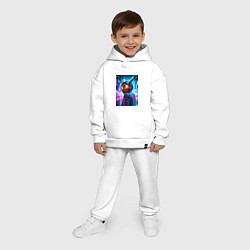 Детский костюм оверсайз Крутой Пикачу в модном прикиде - нейроарт, цвет: белый — фото 2