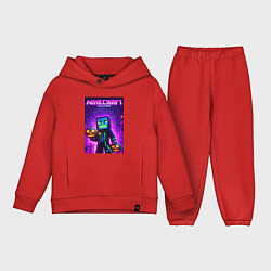 Детский костюм оверсайз Minecraft - halloween neon glow, цвет: красный