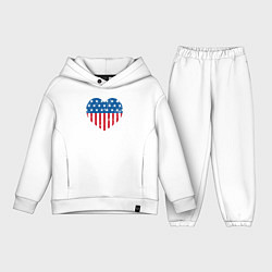 Детский костюм оверсайз Сердце США, цвет: белый