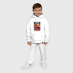 Детский костюм оверсайз Рыжий котяра профессиональный боксёр - нейроарт, цвет: белый — фото 2