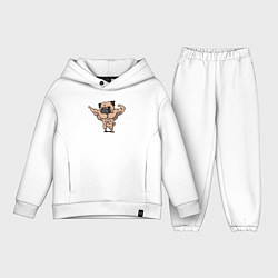 Детский костюм оверсайз Мопс качок, цвет: белый