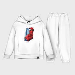 Детский костюм оверсайз Человек-паук и город, цвет: белый