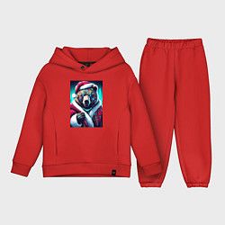 Детский костюм оверсайз Cyber bear - Santa Claus, цвет: красный