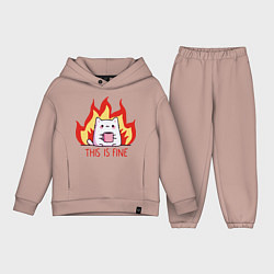 Детский костюм оверсайз Cat - this is fine, цвет: пыльно-розовый