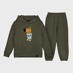 Детский костюм оверсайз Capybara - chill guy meme, цвет: хаки