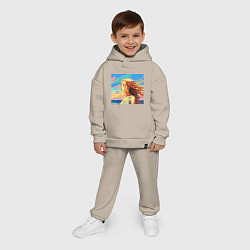 Детский костюм оверсайз Девушка пляж арт, цвет: миндальный — фото 2