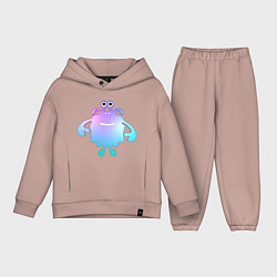 Детский костюм оверсайз Monster cartoon blue purple, цвет: пыльно-розовый