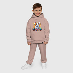 Детский костюм оверсайз Gym bunny barbell, цвет: пыльно-розовый — фото 2