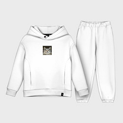 Детский костюм оверсайз Cat meme, цвет: белый