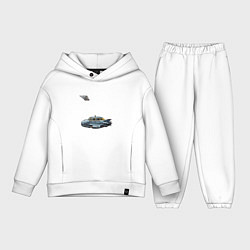 Детский костюм оверсайз Летающее такси ретрофутуризм стримлайн, цвет: белый