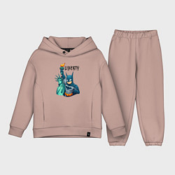 Детский костюм оверсайз Batman and statue of Liberty - ai art fantasy, цвет: пыльно-розовый