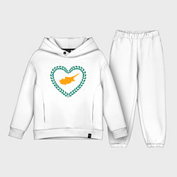 Детский костюм оверсайз Кипр в сердце, цвет: белый