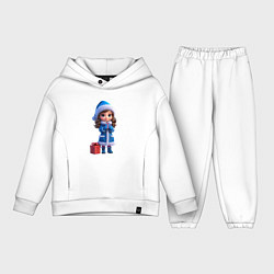 Детский костюм оверсайз Снегурочка с подарком, цвет: белый