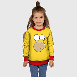 Свитшот детский Лицо Гомера, цвет: 3D-красный — фото 2