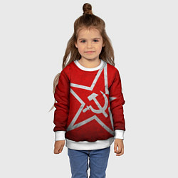 Свитшот детский Флаг СССР: Серп и Молот, цвет: 3D-белый — фото 2