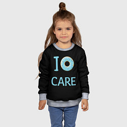 Свитшот детский I Donut care, цвет: 3D-меланж — фото 2