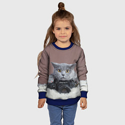 Свитшот детский Котик фотограф, цвет: 3D-синий — фото 2
