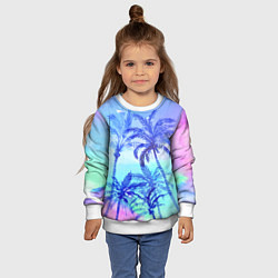 Свитшот детский Неоновые пальмы, цвет: 3D-белый — фото 2
