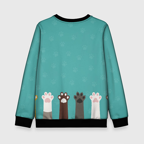 Детский свитшот Лапки котеек / 3D-Черный – фото 2