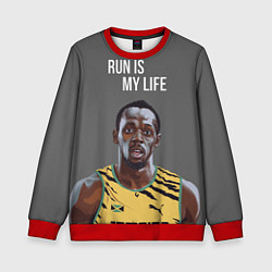 Свитшот детский Усэйн Болт, цвет: 3D-красный