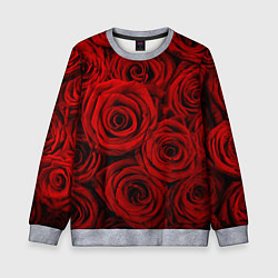 Свитшот детский Красные розы, цвет: 3D-меланж