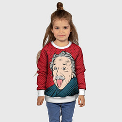 Свитшот детский Альберт Эйнштейн: Поп-арт, цвет: 3D-белый — фото 2