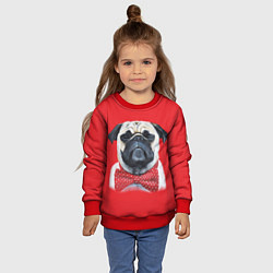 Свитшот детский Довольный мопс: реализм, цвет: 3D-красный — фото 2