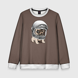 Свитшот детский Мопс космонавт, цвет: 3D-белый