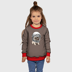 Свитшот детский Мопс космонавт, цвет: 3D-красный — фото 2