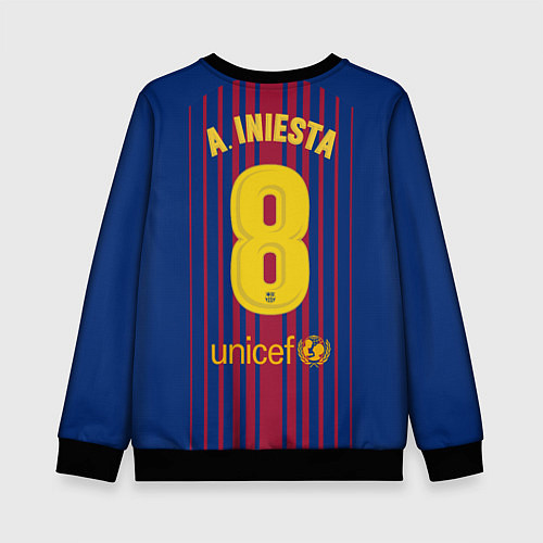 Детский свитшот FC Barcelona: Iniesta 17/18 / 3D-Черный – фото 2
