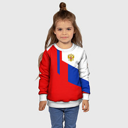 Свитшот детский Russia: Geometry Tricolor, цвет: 3D-белый — фото 2