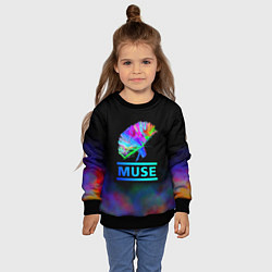 Свитшот детский Muse: Neon Flower, цвет: 3D-черный — фото 2