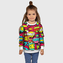 Свитшот детский Слова из комиксов, цвет: 3D-белый — фото 2