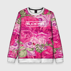Свитшот детский Black Pink: Abstract Flowers, цвет: 3D-белый