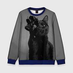 Свитшот детский Черный котик, цвет: 3D-синий