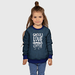 Свитшот детский Ghouls Love Coffee, цвет: 3D-синий — фото 2