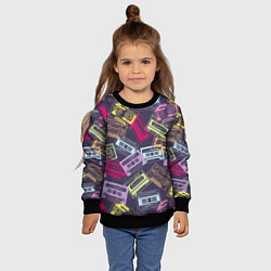 Свитшот детский Разноцветные ретро кассеты, цвет: 3D-черный — фото 2